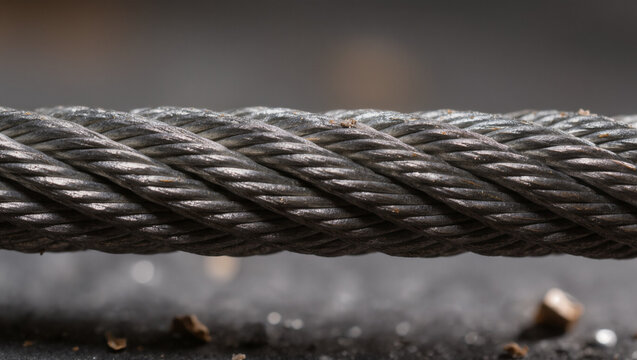 Steel Cable Cross Section Strands Wire Rope Macro Texture Macro Close-Up, Natural Material Background Pattern