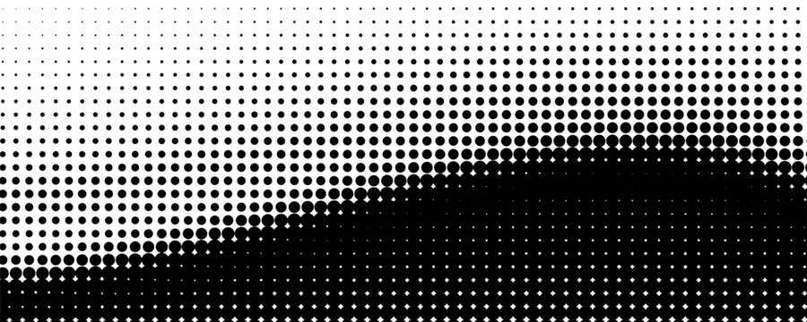 Simple gradient wavy monochrome background with halftone pattern on a white background. Vector illustration