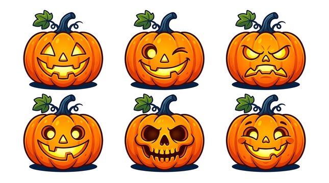 Halloween sticker pack 6 adorable cartoon pumpkins for decoration