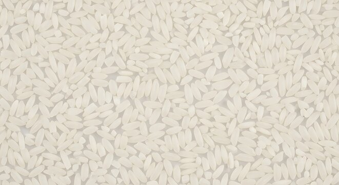 Close-up of Raw White Rice Grains Texture Background