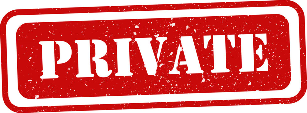 Red private stamp isolated on white background confidential seal for documents and sensitive information