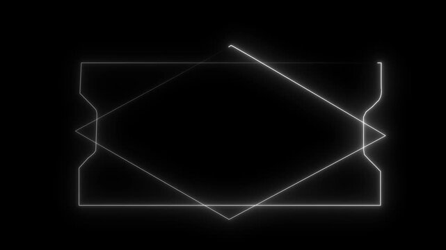 Abstract glowing neon light high tech rectangular frame animation on background. glowing rectangle frame loading background