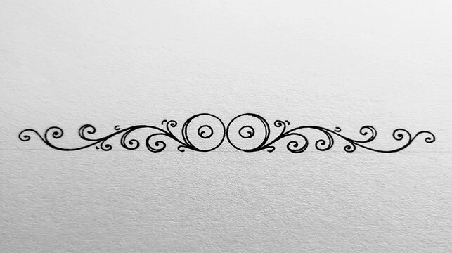 Minimal hand drawn calligraphy border with black ornamental scrollwork on clean white background