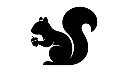 Squirrel silhouette vector icon holding an acorn for wildlife logo design and nature branding © Artastic
