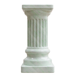 Naklejka premium Fluted marble column pedestal with green veining and a square plinth, isolated on white transparent for classical architecture design