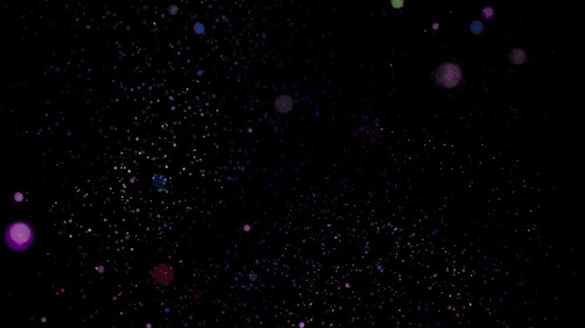 A mesmerizing abstract background featuring a multitude of colorful specks and bokeh lights scattered across a dark canvas creating a sense of depth and visual intrigue