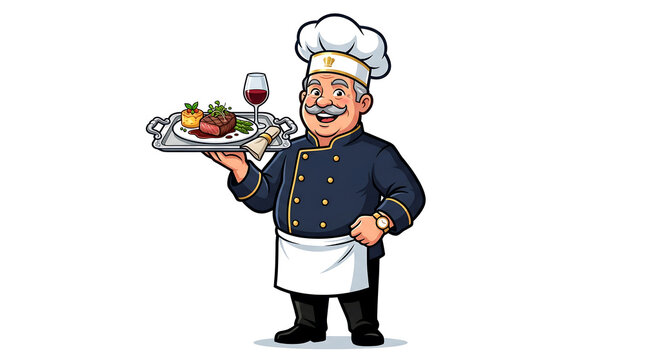 Smiling Chef Serving a Gourmet Steak Meal