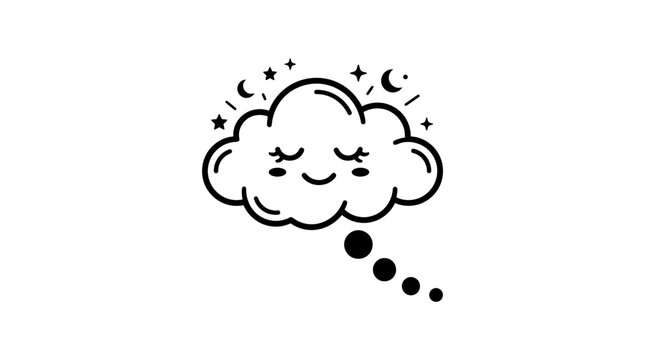A cute cartoon cloud with a smiling face and stars.