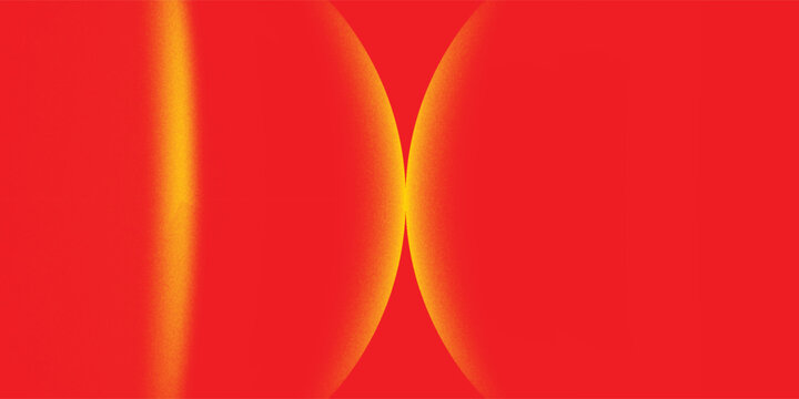 Vibrant red abstract background featuring a glowing golden geometric trinity shape with subtle grain texture