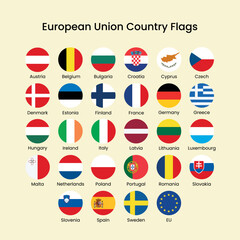 Fototapeta na wymiar European Union country flags collection vector elements