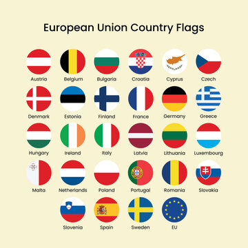 European Union country flags collection vector elements