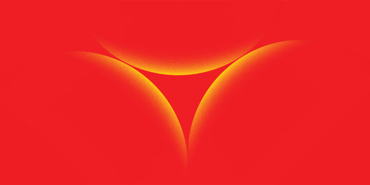 Vibrant red abstract background featuring a glowing golden geometric trinity shape with subtle grain texture, minimal and modern digital design.