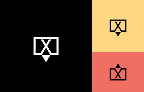 Letter M Arrow Rectangle Monogram. Letter XM or WX Logo Idea. Modern Geometric Letter M Arrow Rectangle Monogram Logo Design, XM or WX Initial Business Branding Concept