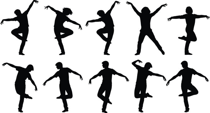Silhouette of people dancing in various poses
