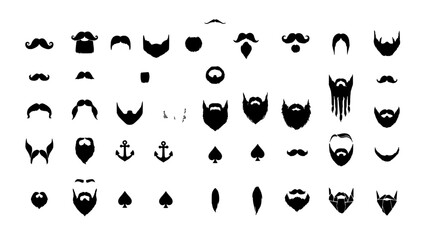 Obraz premium Icons Vector Illustration Sheet with Distinct Black and White Facial and Hat Emblems on White Background
