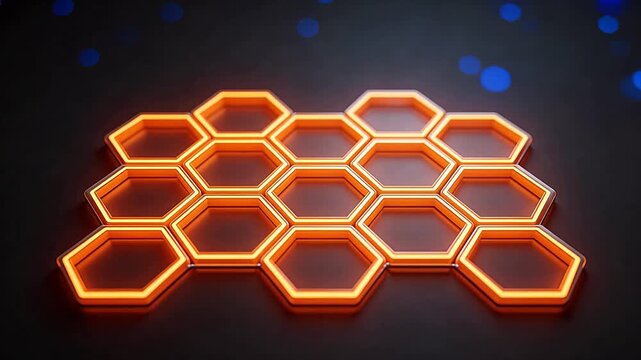 Orange hexagonal neon light pattern