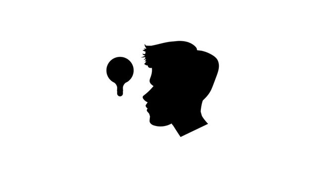 Man Profile Silhouette Thinking with Shining Lightbulb Icon Creative Idea Concept Vector Motion Graphic