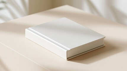 Fototapeta premium Blank white hardcover book on table