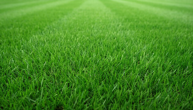 Close-up view of a lush green grass field texture