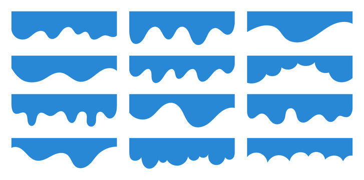 Collection of dividers in different design and form. Separator set for website and app presentation. Design element for top and bottom page. Vector illustration 