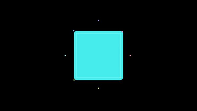Animated 3D transparent cube rotating and changing colors on black background