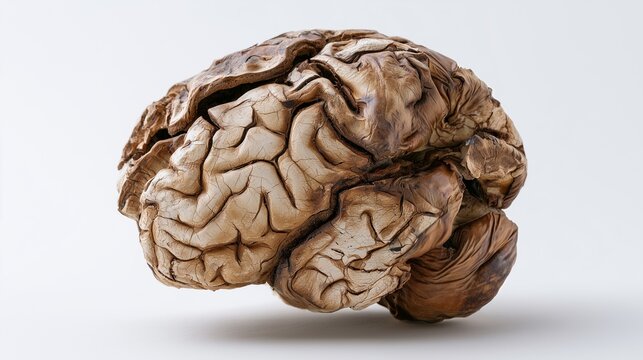 Human brain model on neutral background symbolizing skill atrophy and cognitive decline due to disuse.