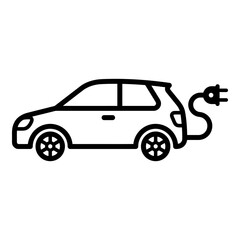 Fototapeta premium Electric car line icon with charging plug. Vector illustration.