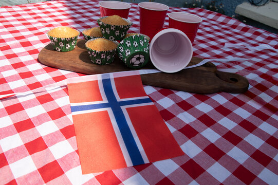 Norway Football Party with Cakes, Bunting and Match Day Celebrations