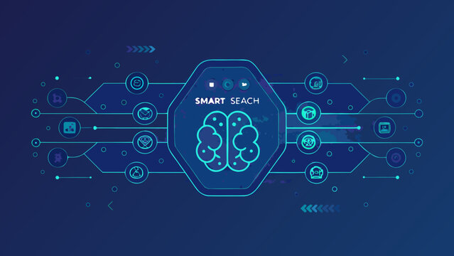 Central Processing Unit Illustration With Connected Icons A Vector Graphic On A Dark Blue Background artificial intelligence