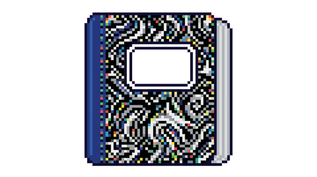 Pixel Art Composition Notebook with Blank Label.