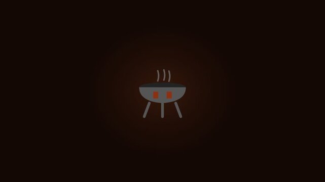 Charcoal Bbq Flat Icon Animation Loop Dark Orange Background