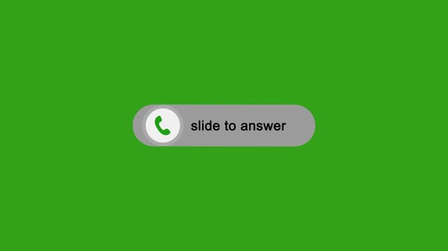 Animated Slide to Answer Incoming Call Interface on Green Screen Chroma Key.