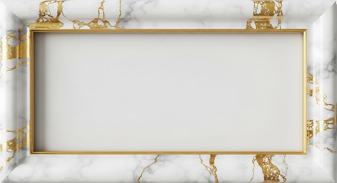 luxury marble frame border with gold veins