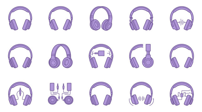 Audio technology and connection signal icons.