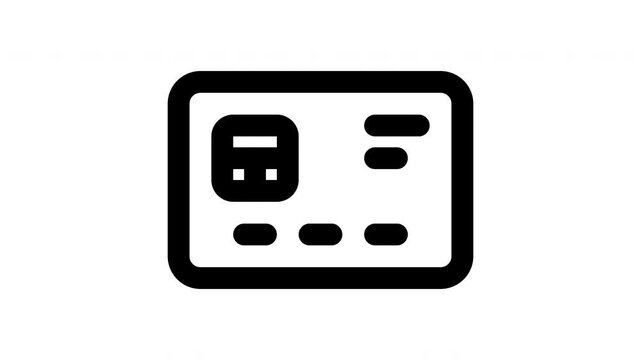debit card animated Line Icons Premium 4K, Modern Minimal Outline Motion Graphics Collection