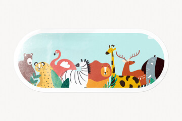 Obraz premium Wild animal sticker, oval shape illustration