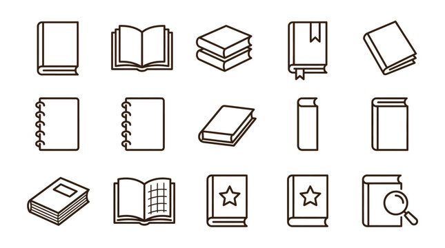 Education icons with books and star ratings