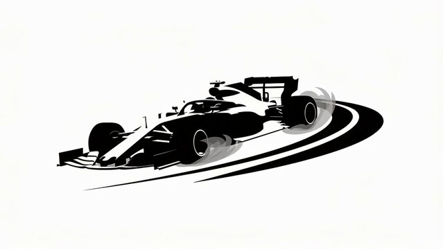 Boat Speed Vector Icon with Black Engine Silhouette and White Motion Swirls for Racing and Speed Concepts