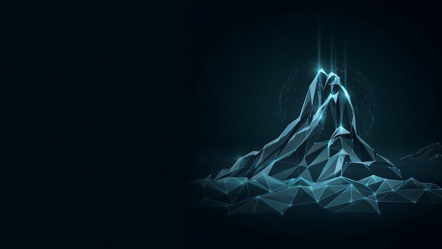 Abstract digital low poly mountain peak landscape formation. futuristic low poly madeira day with high tech mountain landscape abstract geometric. futuristic low poly madeira day