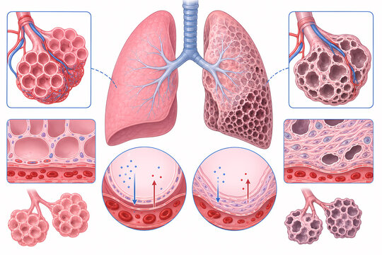 Interstitial lung disease fibrosis illustration