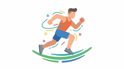 Fototapeta premium A man in motion running with dynamic lines and shapes