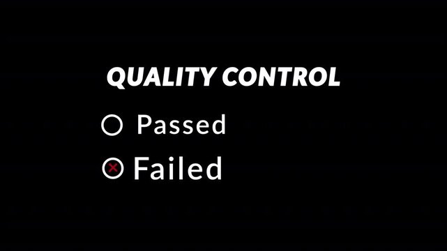 Quality Control on round Checkbox Failed Checklist  animation on transparent background featuring with red color cross sign icon animated. Quality control failed animation in 4K with Alpha Channel