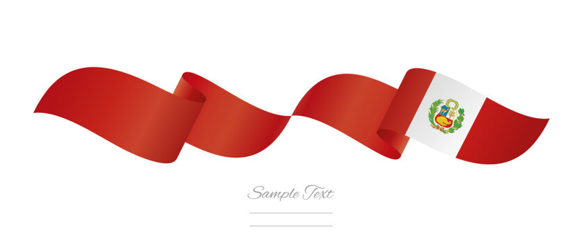 Peruvian flag ribbon vector illustration. Waving patriotic Peru Flag Ribbon Banner on isolated white background
