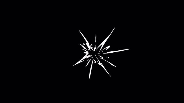 Dynamic white explosion particle effect animation on black background.