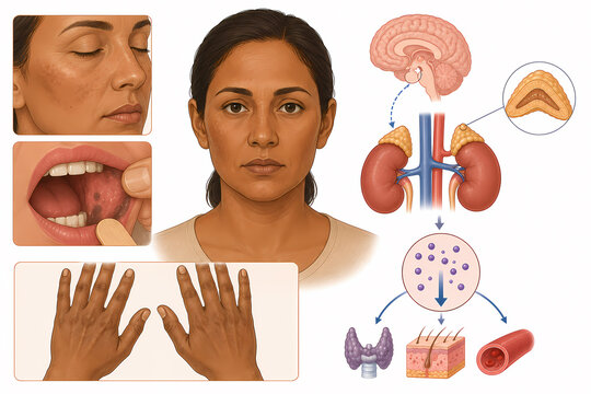 Addison disease hyperpigmentation adrenal illustration