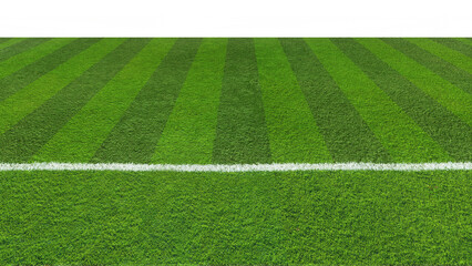 Obraz premium Empty striped soccer, football field texture. Green grass texture - well-groomed turf in the garden or soccer stadium