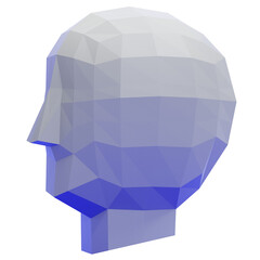 Low-poly human head profile 3D render with polygonal mesh shading and blue light on white background © hajar_designn