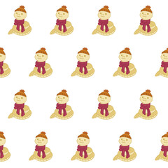 Fototapeta premium seamless pattern animals reptile snake wearing bennie and scarf