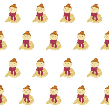 seamless pattern animals reptile snake wearing bennie and scarf
