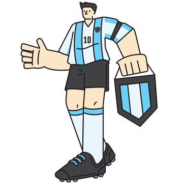 Argentina football captain cartoon illustration
